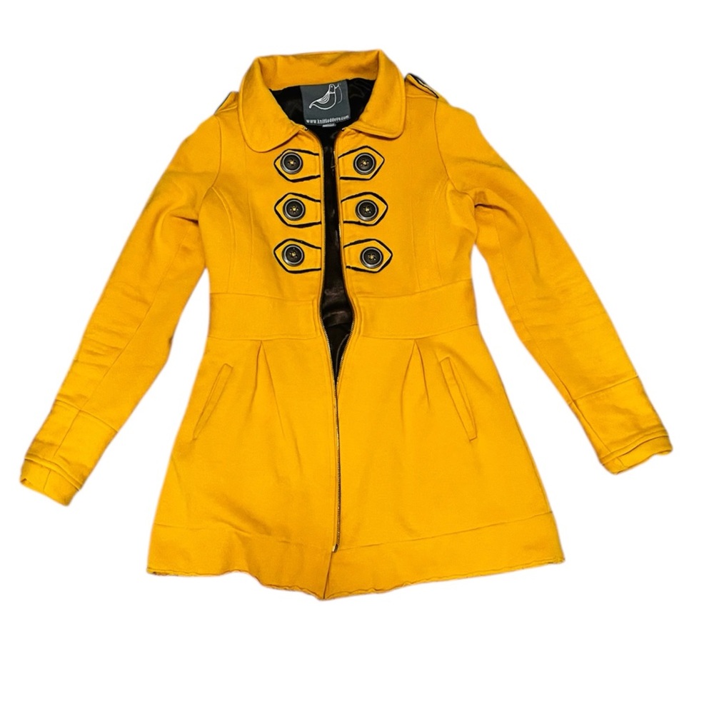 Knitted Dove Size S Women's Yellow Double-Breasted Coat